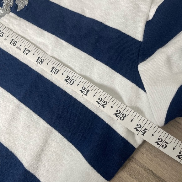 Lilly Pulitzer | Navy White Stripe Ballad Sweatshirt Sequined Palm Tree Beachy - Picture 7 of 7